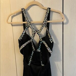 Wendye Chaitin Black Prom Dress with Silver Accents